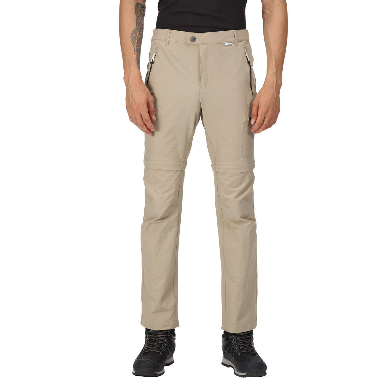 Regatta Mens Highton Zip Off Walking Hiking Trousers Shorts Parchment