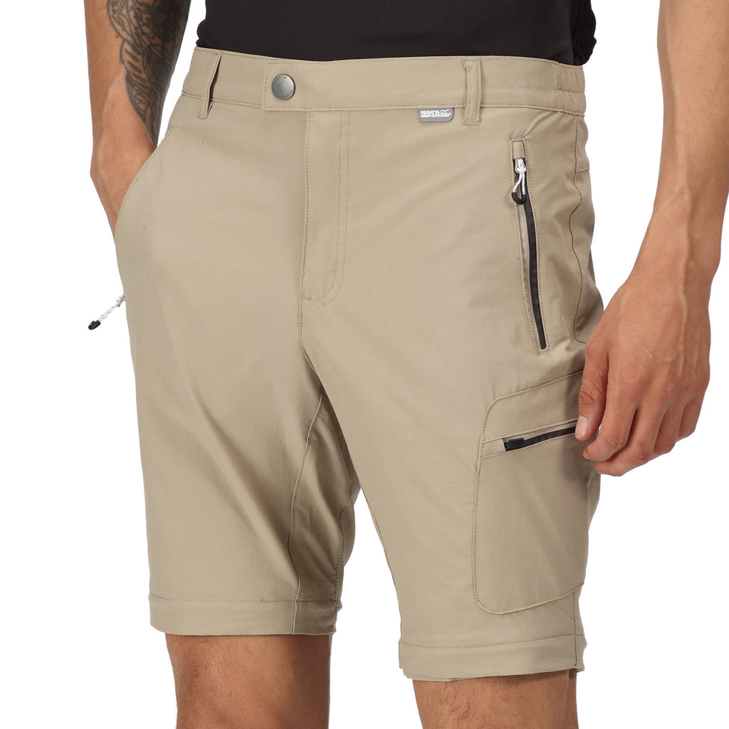 Regatta Mens Highton Zip Off Walking Hiking Trousers Shorts Parchment