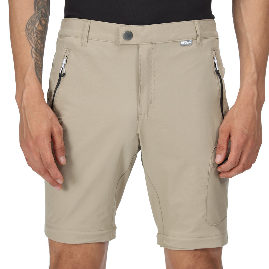 Regatta Mens Highton Zip Off Walking Hiking Trousers Shorts Parchment
