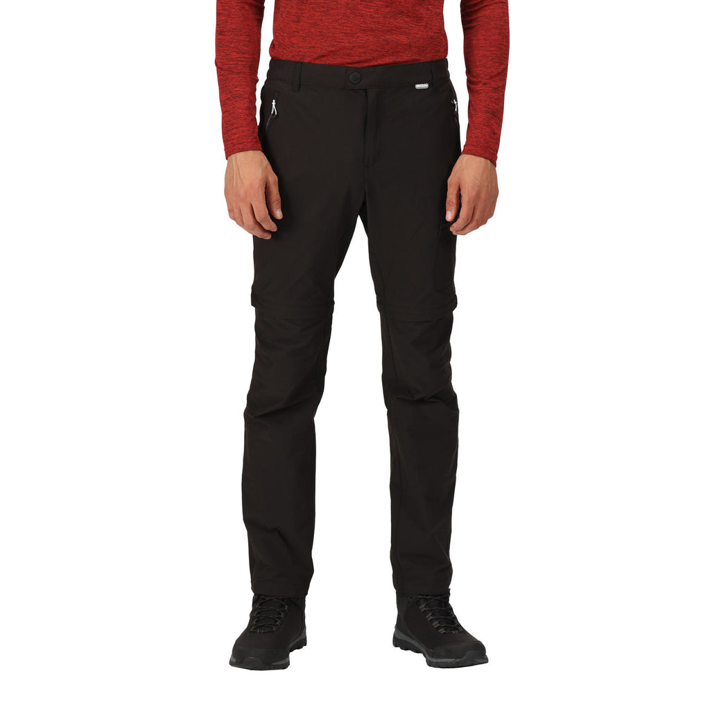 Regatta Mens Highton Zip Off Walking Hiking Trousers Shorts Black