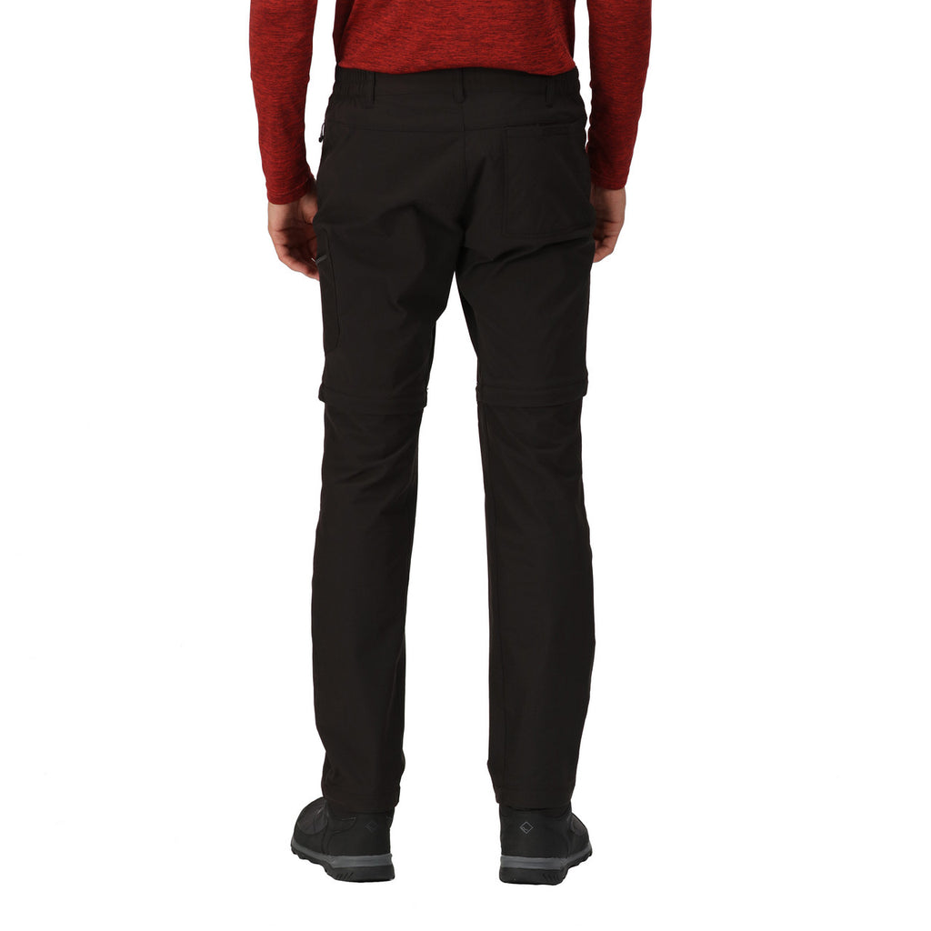 Regatta Mens Highton Zip Off Walking Hiking Trousers Shorts Black