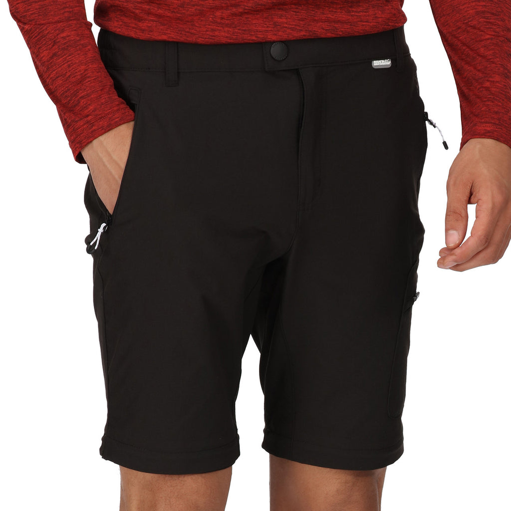Regatta Mens Highton Zip Off Walking Hiking Trousers Shorts Black