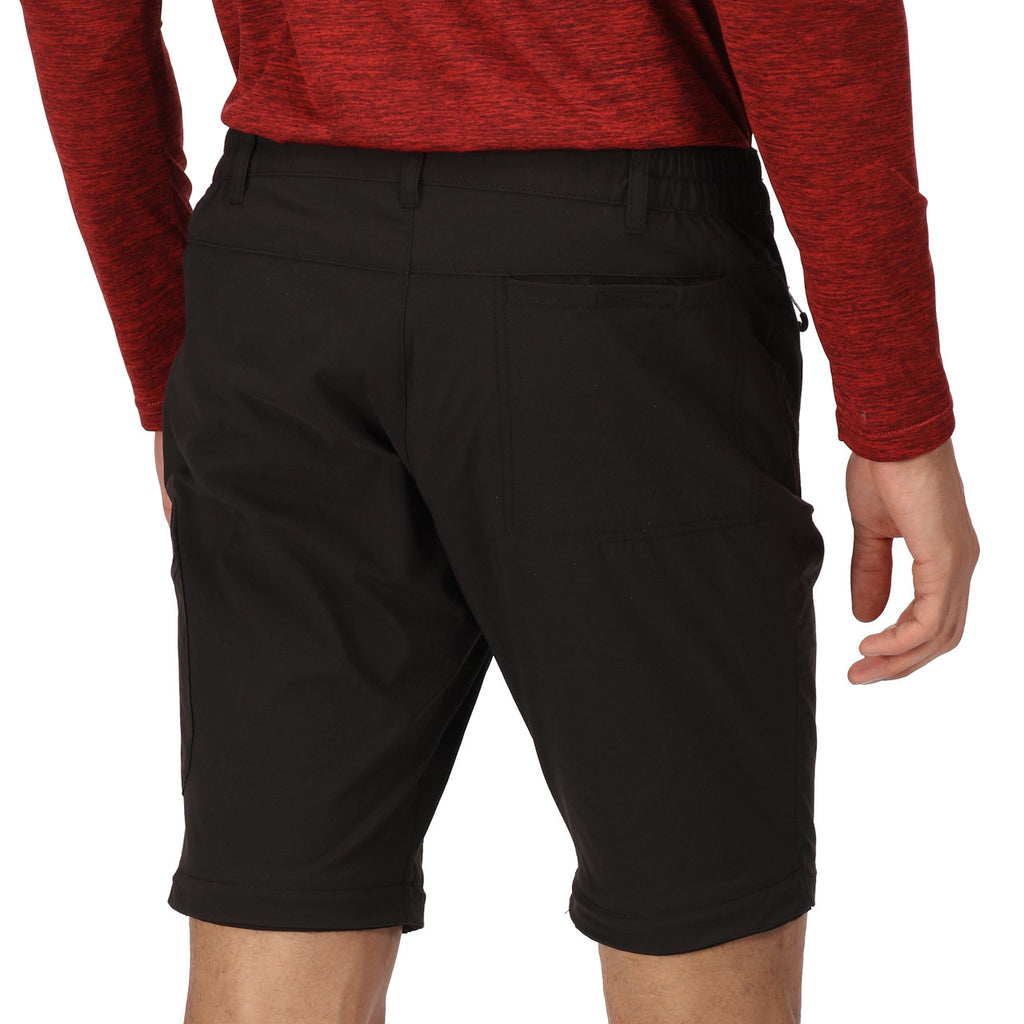 Regatta Mens Highton Zip Off Walking Hiking Trousers Shorts Black