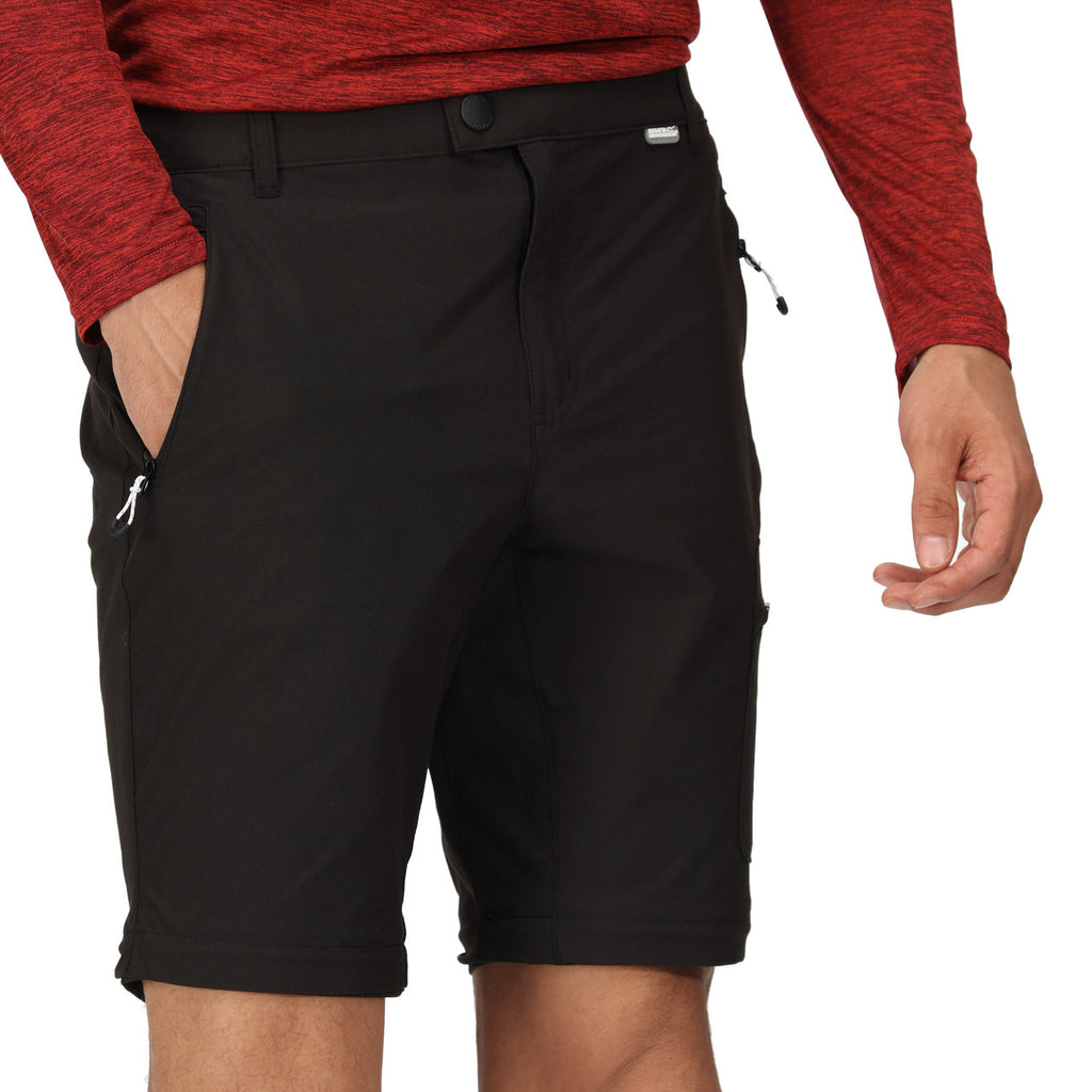 Regatta Mens Highton Zip Off Walking Hiking Trousers Shorts Black