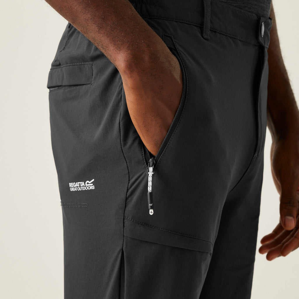 Regatta Mens Highton II Walking Trousers Stretch Outdoor Hiking Water Resistant - Ash
