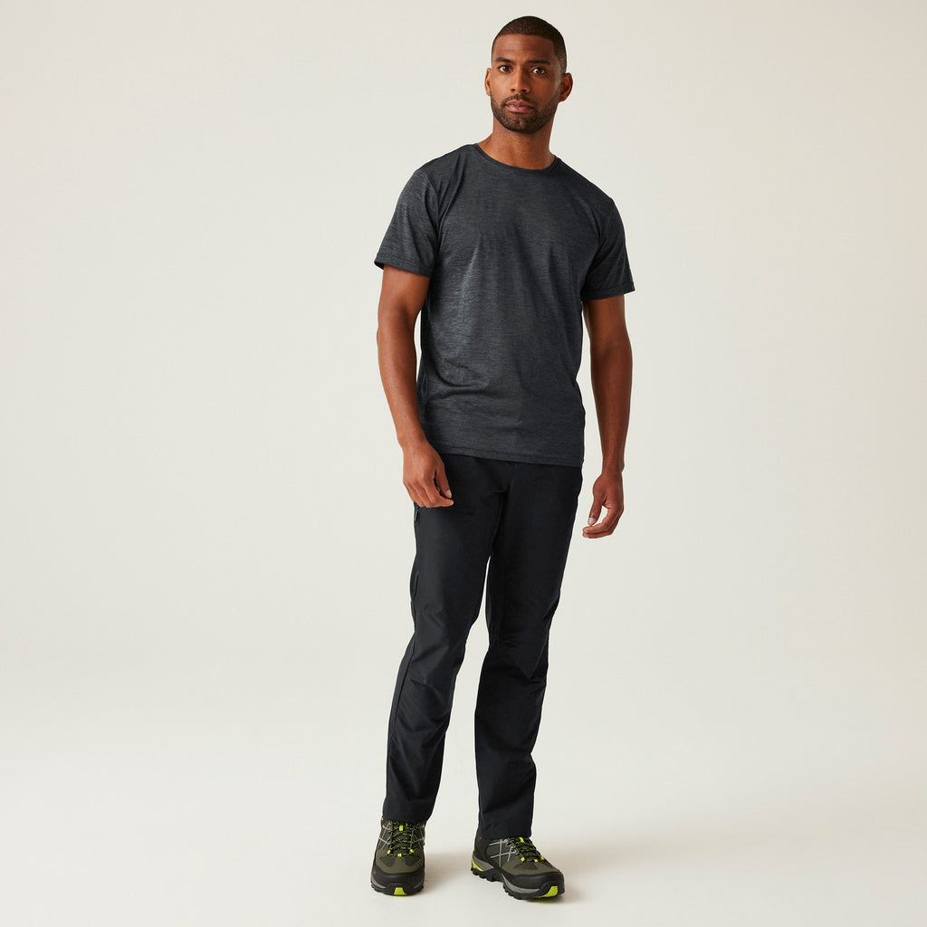 Regatta Mens Highton II Walking Trousers Stretch Outdoor Hiking Water Resistant - Black