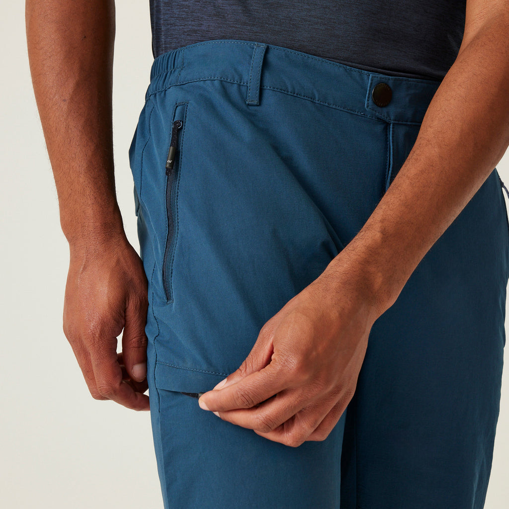 Regatta Mens Highton II Walking Trousers Stretch Outdoor Hiking Water Resistant - Moonlight Denim