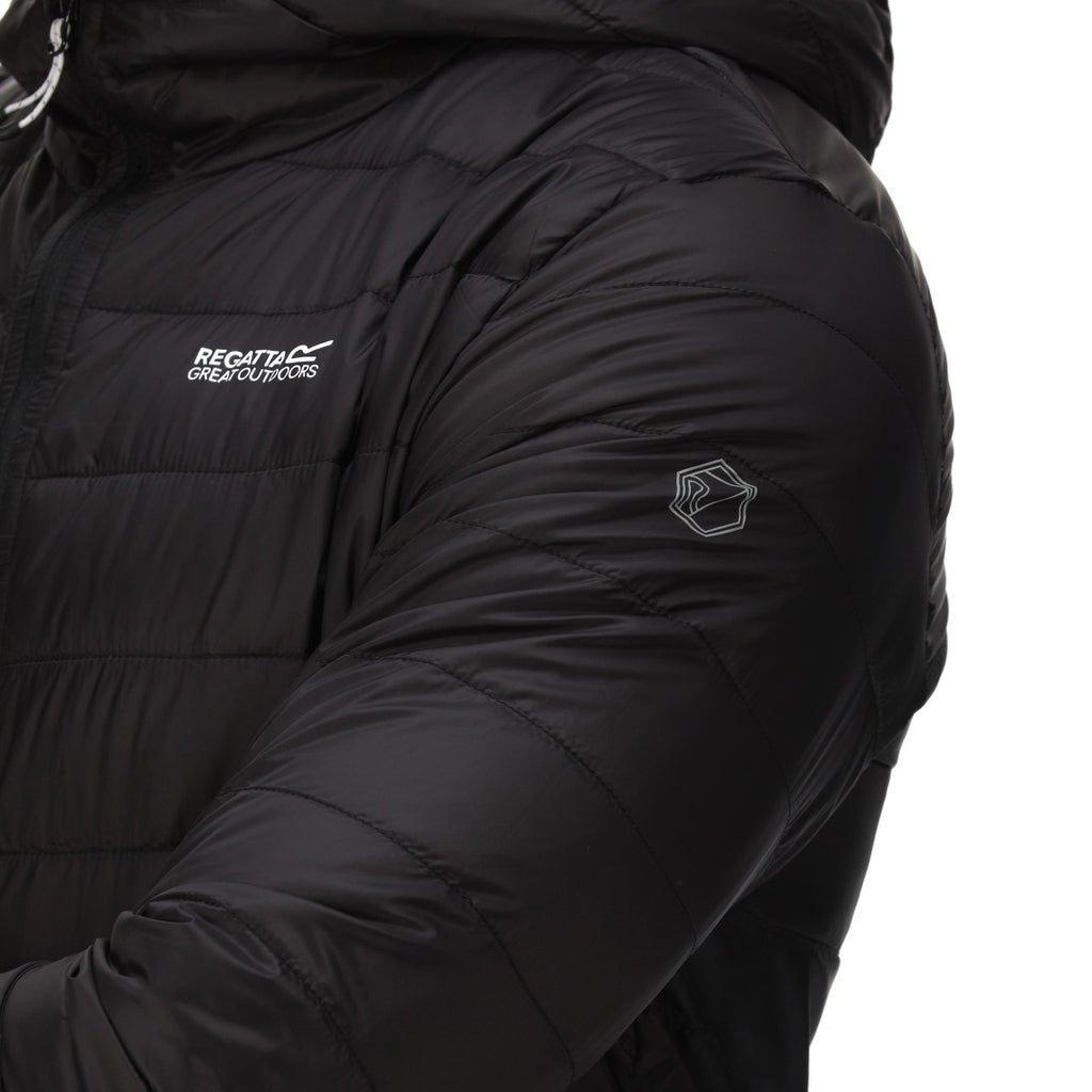 Regatta Mens Hillpack Padded Hooded Lightweight Coat Black