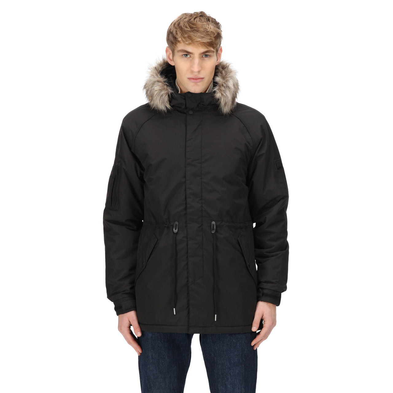 Regatta Mens Salinger III Warm Winter Fur Hood Coat Black