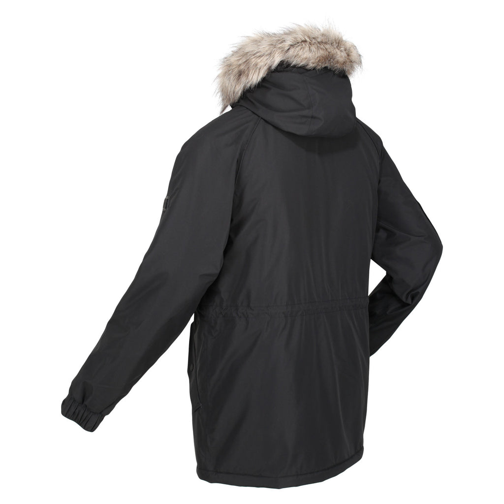 Regatta Mens Salinger III Warm Winter Fur Hood Coat Black
