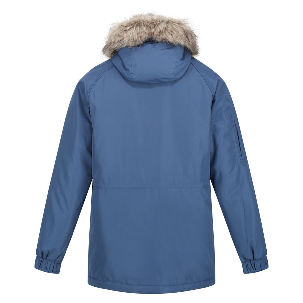 Regatta Mens Salinger III Warm Winter Fur Hood Coat Dark Denim