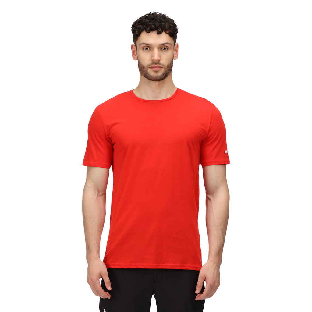 Regatta Tait Men's Crew Top Breathable T Shirt Fiery Red