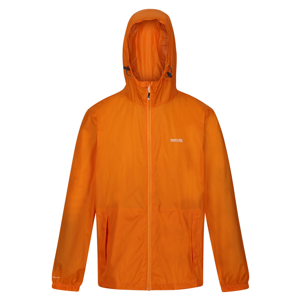 Regatta Men's Pack It Jacket Waterproof Rain Coat Orange Pepper