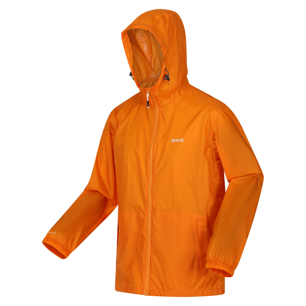 Regatta Men's Pack It Jacket Waterproof Rain Coat Orange Pepper
