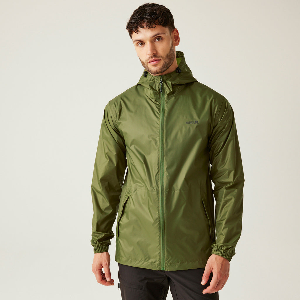 Regatta Men's Pack It Jacket Waterproof Rain Coat Nephrite Green