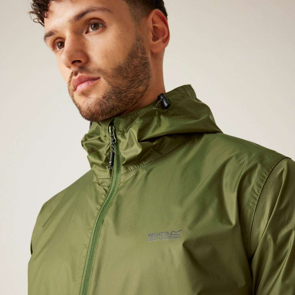 Regatta Men's Pack It Jacket Waterproof Rain Coat Nephrite Green