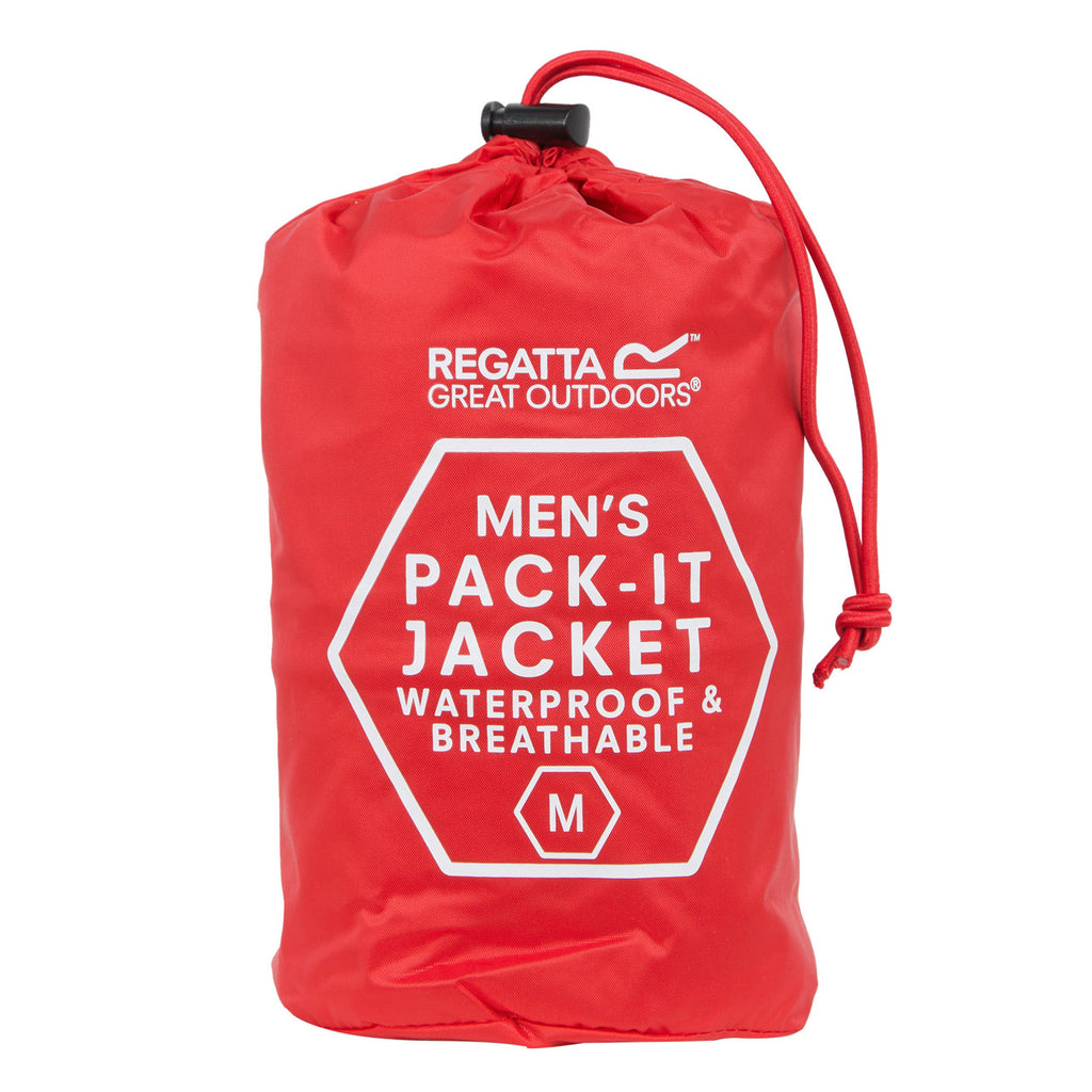 Regatta Men's Pack It Jacket Waterproof Rain Coat Danger Red