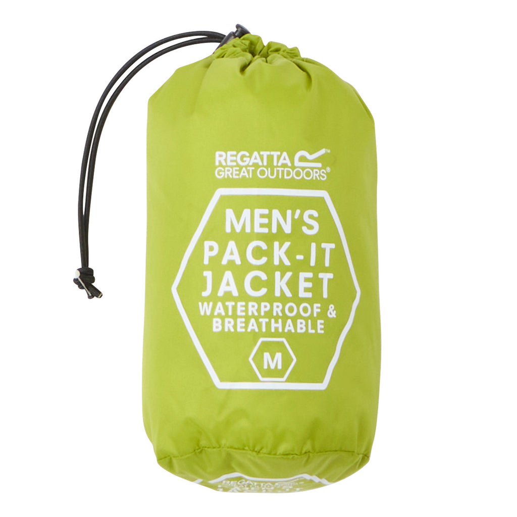 Regatta Men's Pack It Jacket Waterproof Rain Coat Greenoble Green