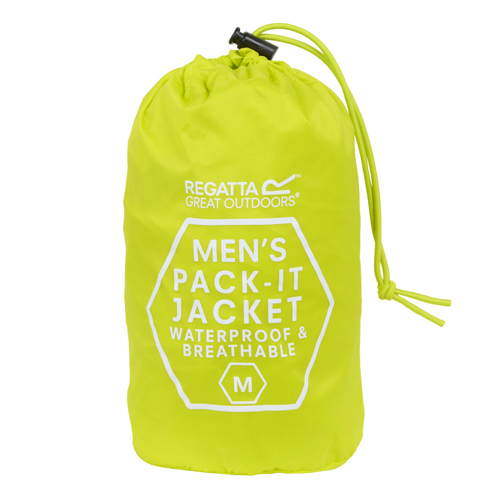 Regatta Men's Pack It Jacket Waterproof Rain Coat Citron Lime