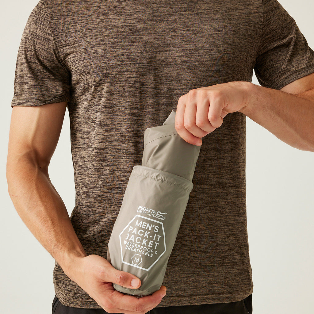 Regatta Men's Pack It Jacket Waterproof Rain Coat Golden Sand