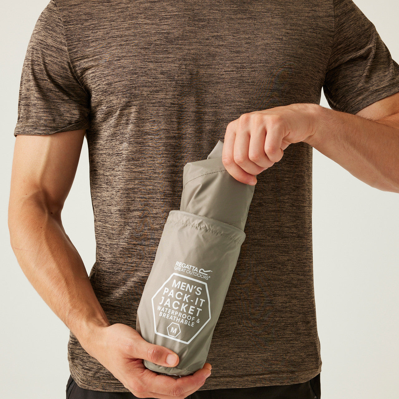 Regatta Men's Pack It Jacket Waterproof Rain Coat Golden Sand