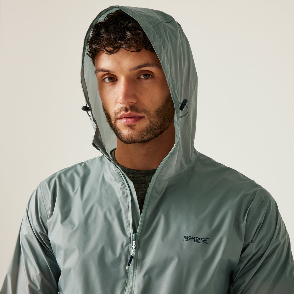 Regatta Men's Pack It Jacket Waterproof Rain Coat Glacier