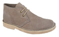 Roamers Unisex Suede Leather Lace Up Desert Boots Light Grey