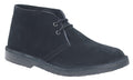 Roamers Unisex Suede Leather Lace Up Desert Boots Black