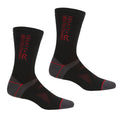 Regatta Mens 2 Pack Wool Walking  Hiking Socks Black/Dark Red