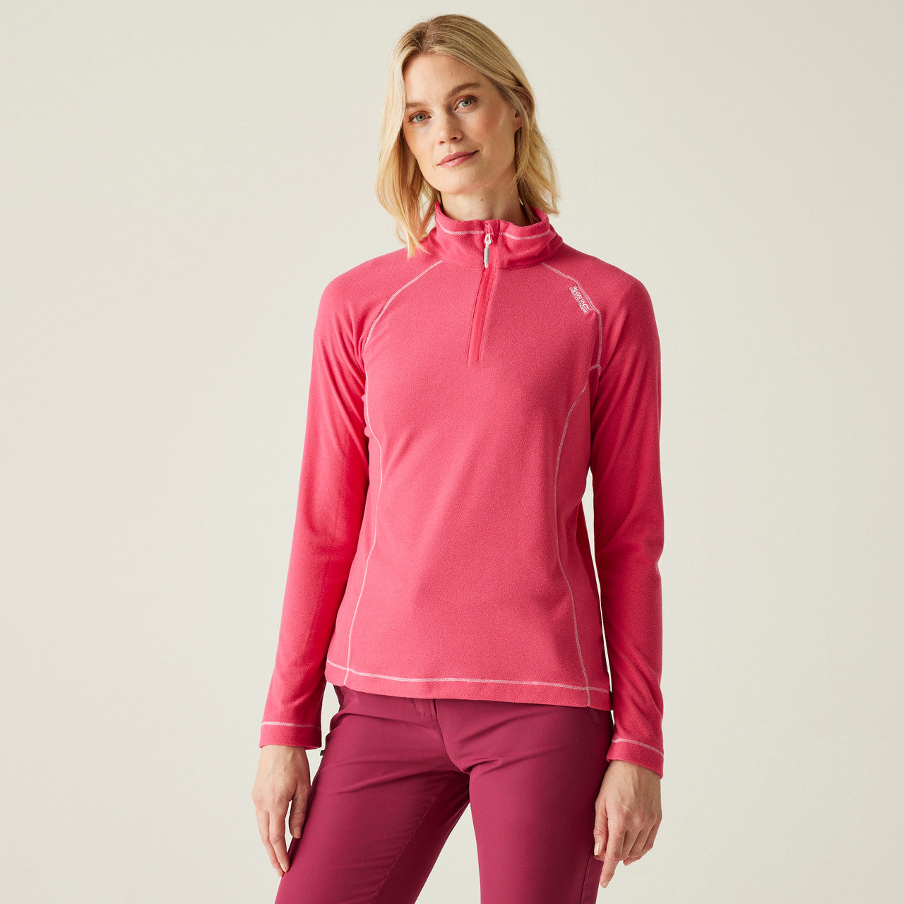 Womens Regatta Montes Light Weight Micro Fleece Half Zip Quick Dry Top Pop Raspberry
