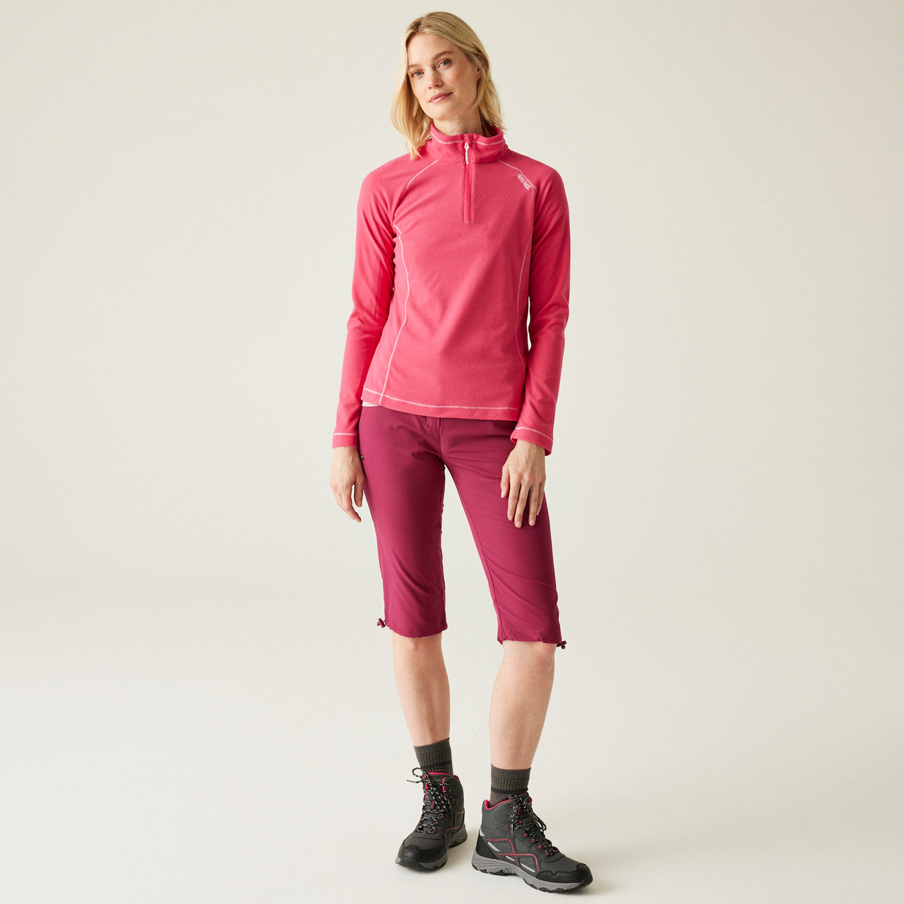 Womens Regatta Montes Light Weight Micro Fleece Half Zip Quick Dry Top Pop Raspberry
