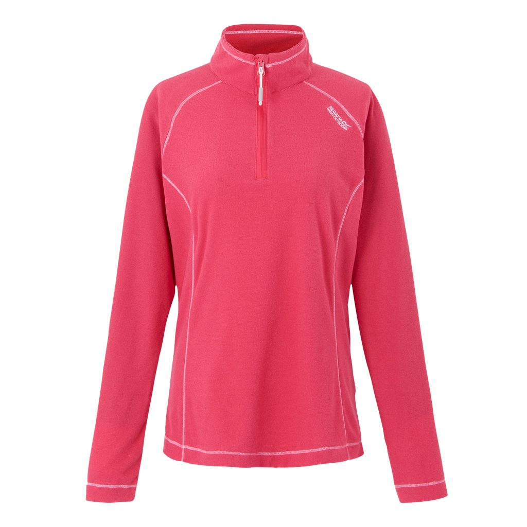 Womens Regatta Montes Light Weight Micro Fleece Half Zip Quick Dry Top Pop Raspberry