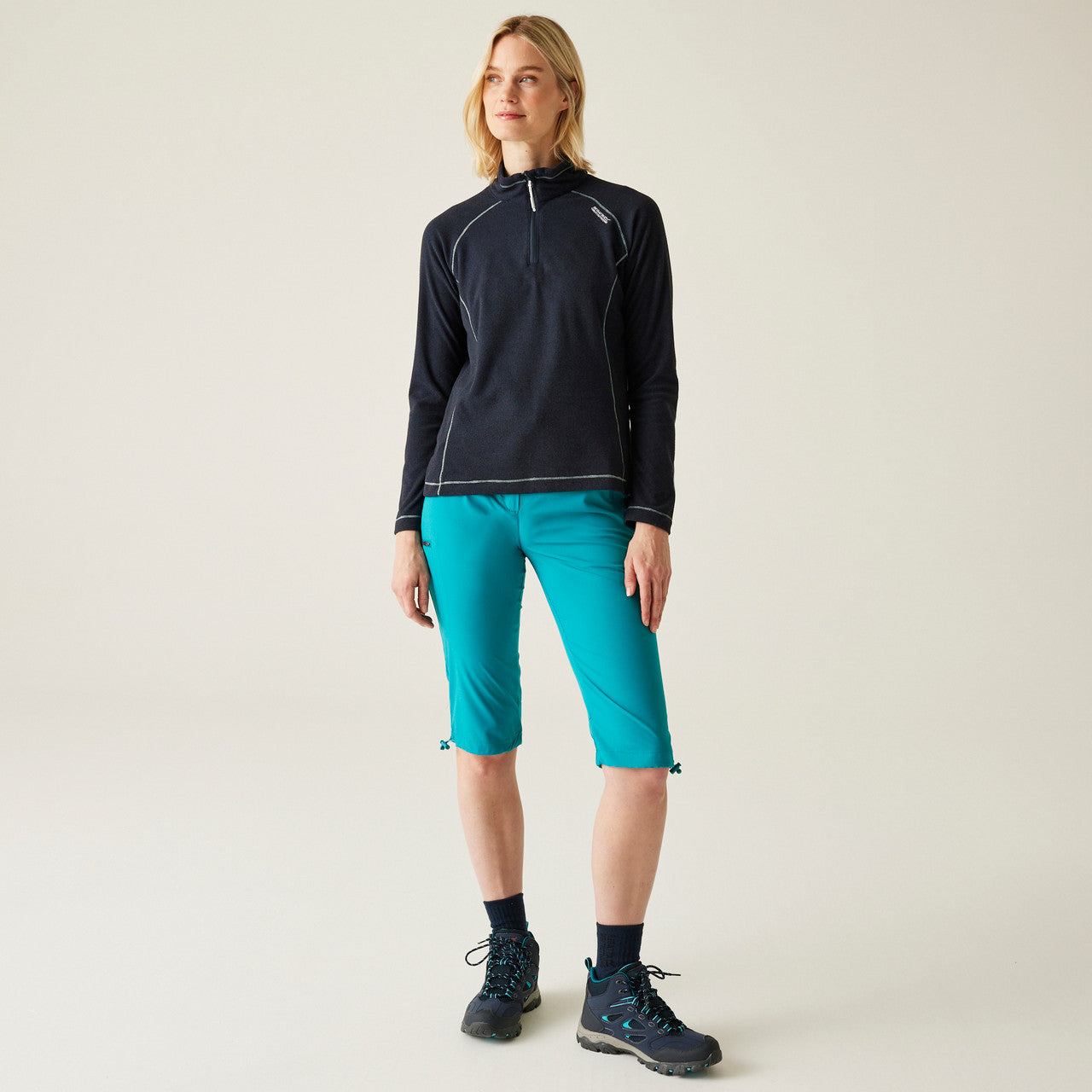 Womens Regatta Montes Light Weight Micro Fleece Half Zip Quick Dry Top Navy Black