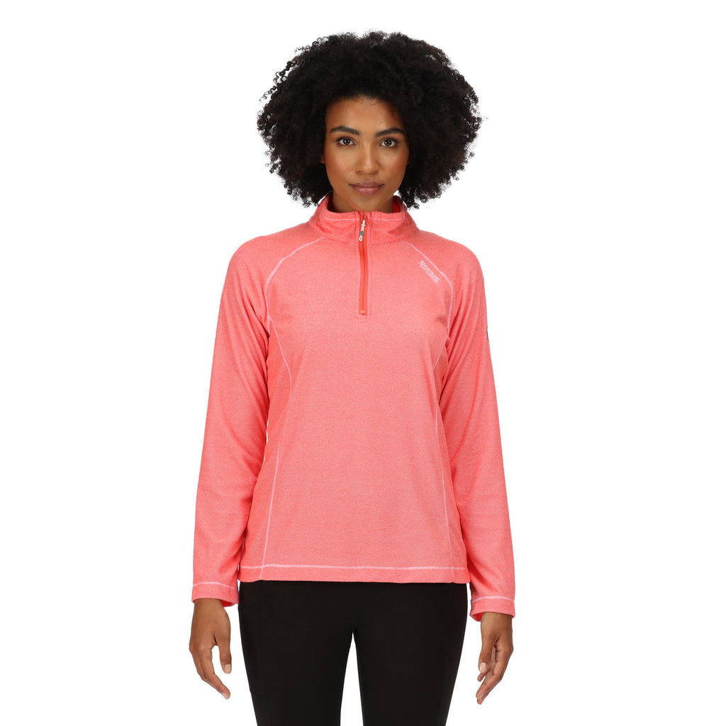 Regatta Womens Montes Half Zip Lightweight Fleece Neon Peach/White