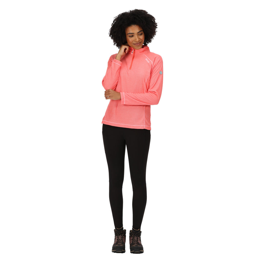 Regatta Womens Montes Half Zip Lightweight Fleece Neon Peach/White