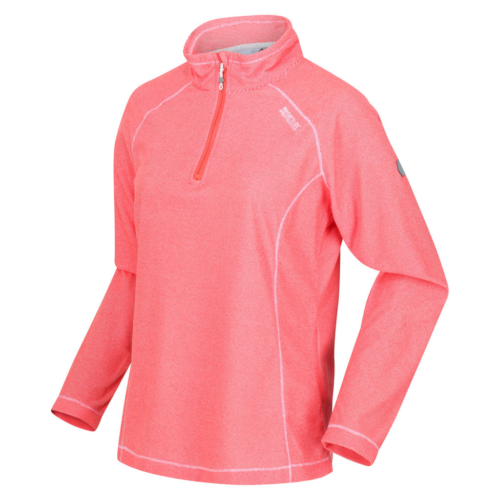 Regatta Womens Montes Half Zip Lightweight Fleece Neon Peach/White