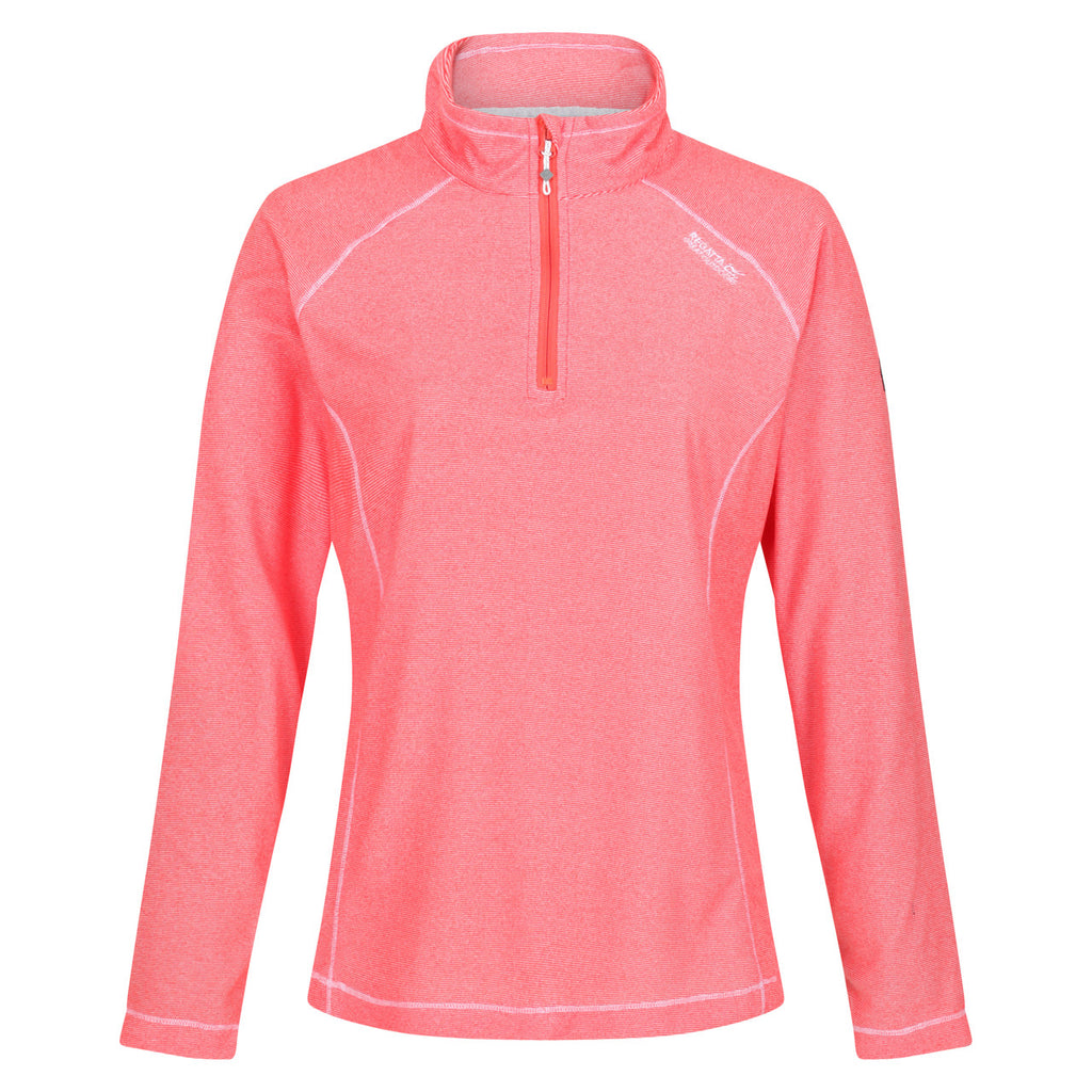 Regatta Womens Montes Half Zip Lightweight Fleece Neon Peach/White