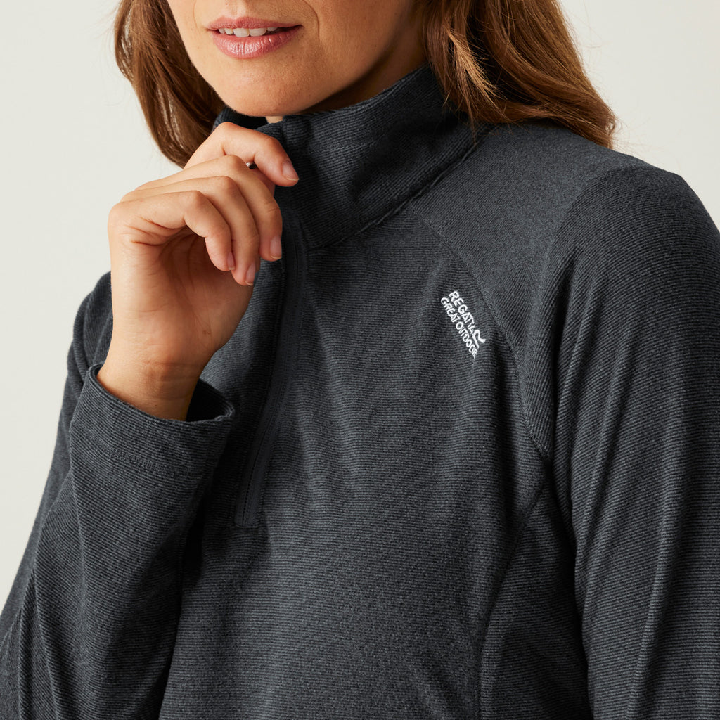 Womens Regatta Montes Light Weight Micro Fleece Half Zip Quick Dry Top Seal Grey/Ash
