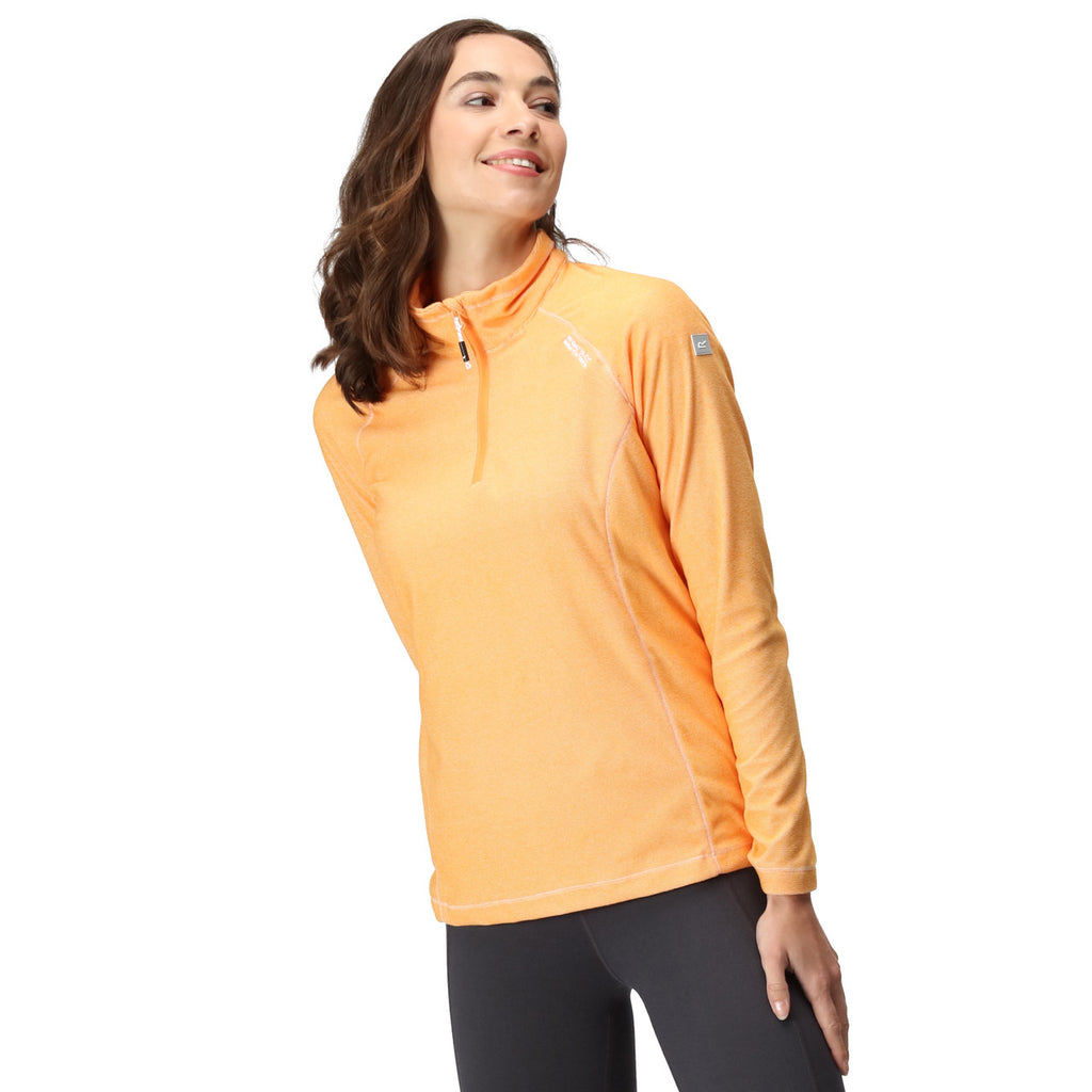 Womens Regatta Montes Light Weight Micro Fleece Half Zip Quick Dry Top Apricot Crush