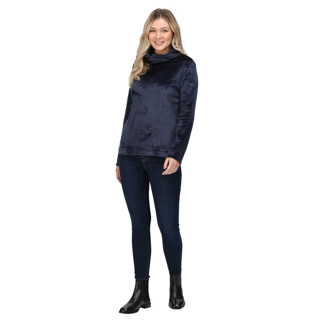 Regatta Womens Radmilla Pullover Turtle Neck Top Navy Fluffy