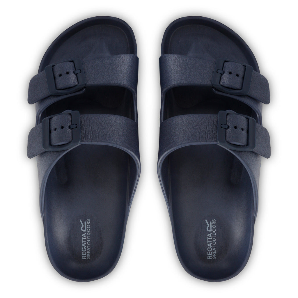 Regatta Womens Double Buckle Foot bed Flat Summer Sliders Navy