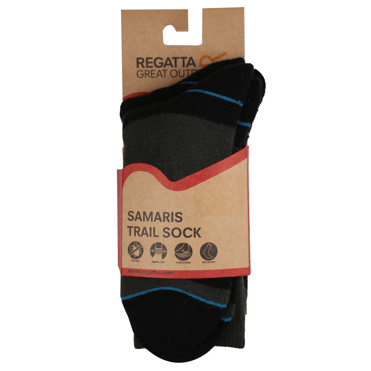 Regatta Womens 2 Pack Blister Protect II Antibacterial Walking Socks Navy/Aruba/Blue