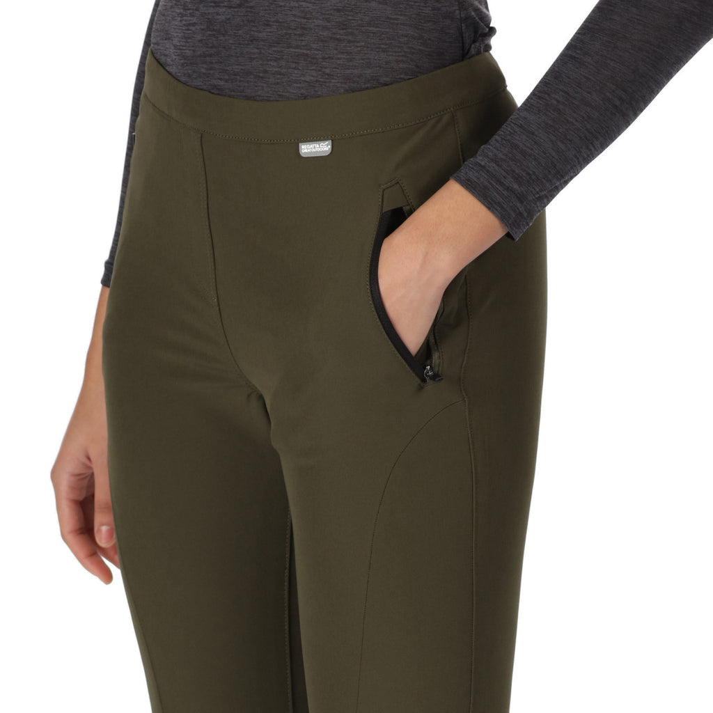 Regatta Womens Pentre Stretch Walking Trousers Dark Khaki