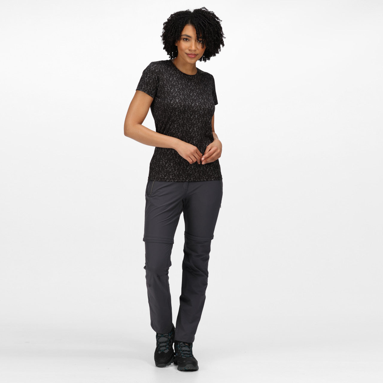 Regatta Women's Highton Zip Off Walking Hiking Trousers Shorts Seal Grey