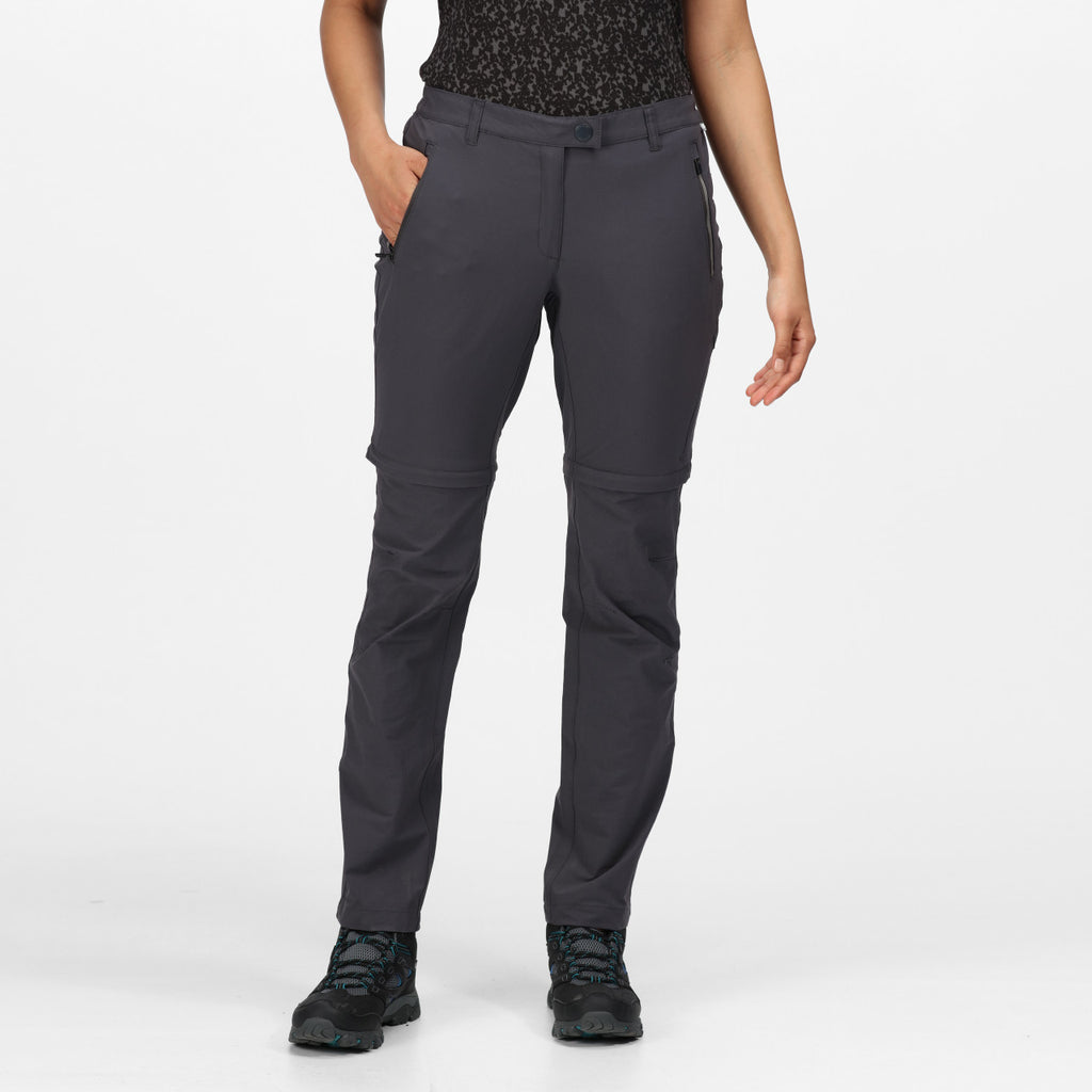 Regatta Women's Highton Zip Off Walking Hiking Trousers Shorts Seal Grey