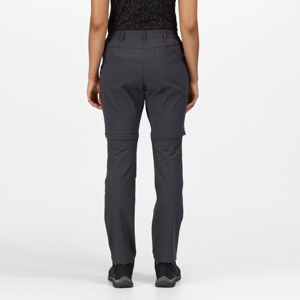 Regatta Women's Highton Zip Off Walking Hiking Trousers Shorts Seal Grey