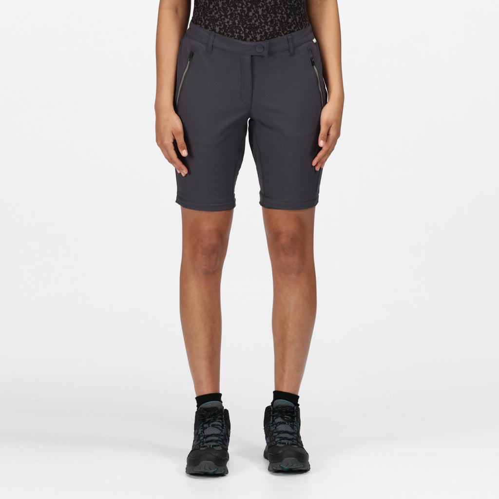Regatta Women's Highton Zip Off Walking Hiking Trousers Shorts Seal Grey