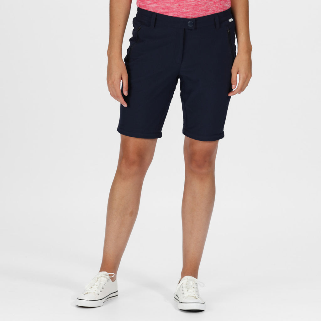 Regatta Women's Highton Zip Off Walking Hiking Trousers Shorts Dark Denim