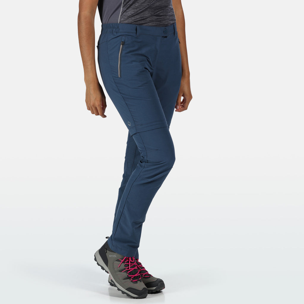 Regatta Women's Highton Zip Off Walking Hiking Trousers Shorts Dark Denim