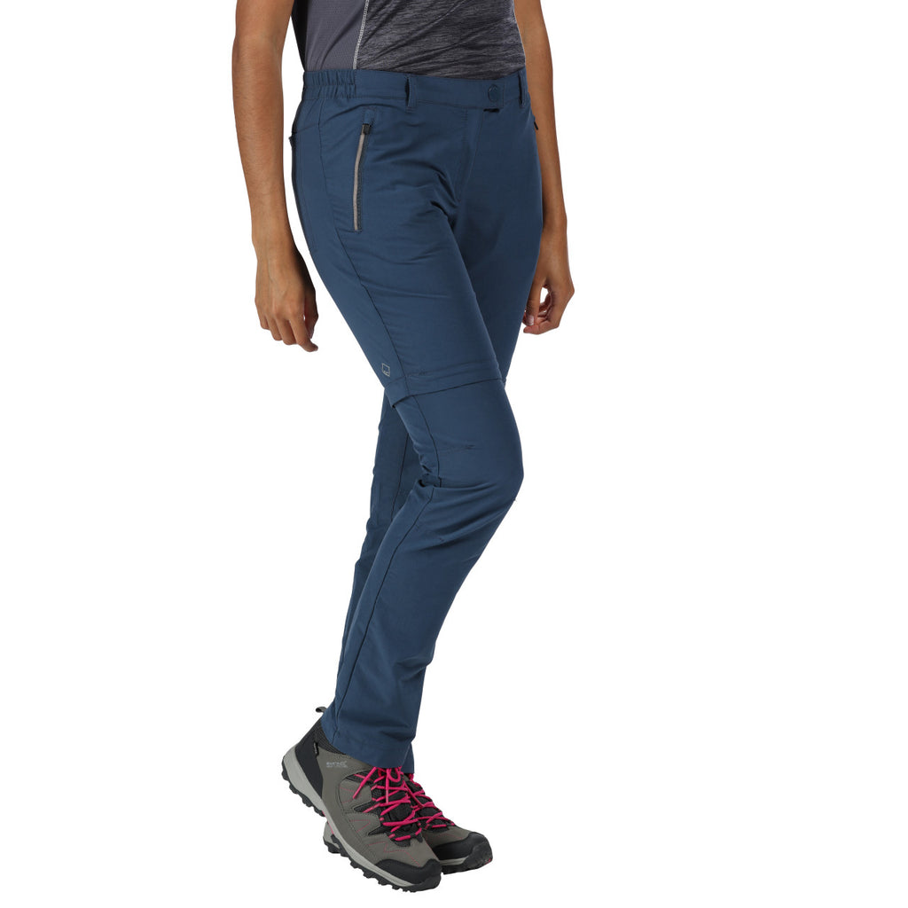 Regatta Women's Highton Zip Off Walking Hiking Trousers Shorts Dark Denim